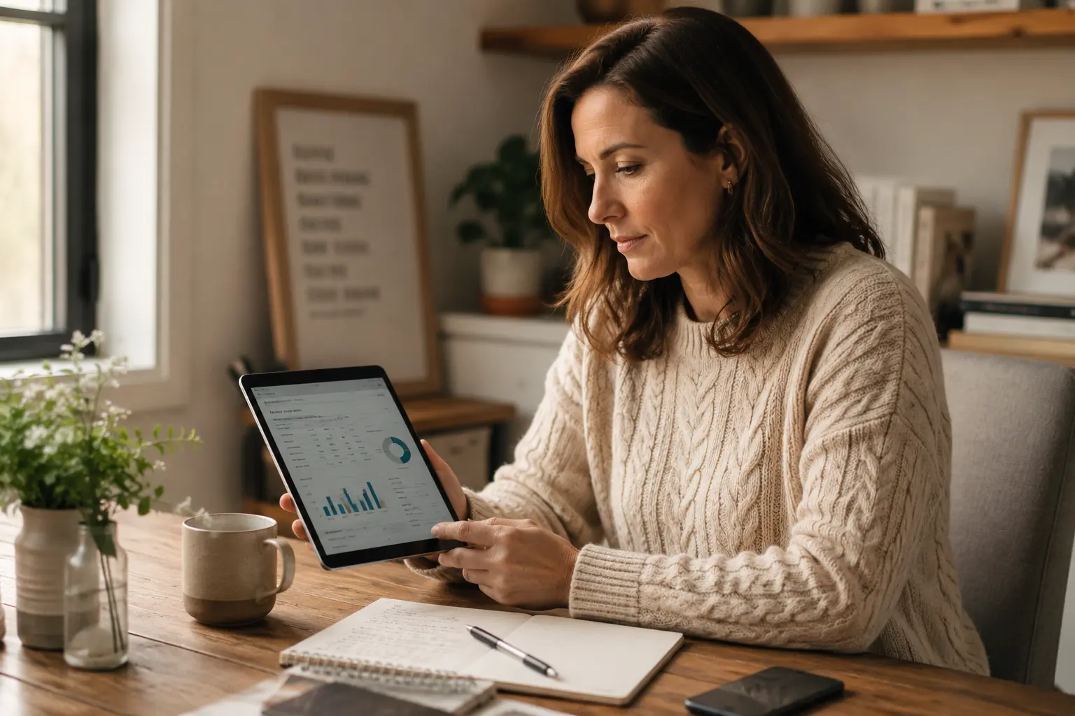 A bookkeeper reviewing financial data